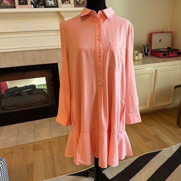 TUCKERNUCK Crepe Callahan Shirt Dress in Peach Size XL NWT - Picture 10 of 14